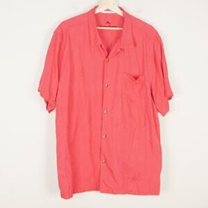 Tommy Bahama 100% Silk Red Pink Short Sleeve Floral Button Shirt Mens Sz XXL